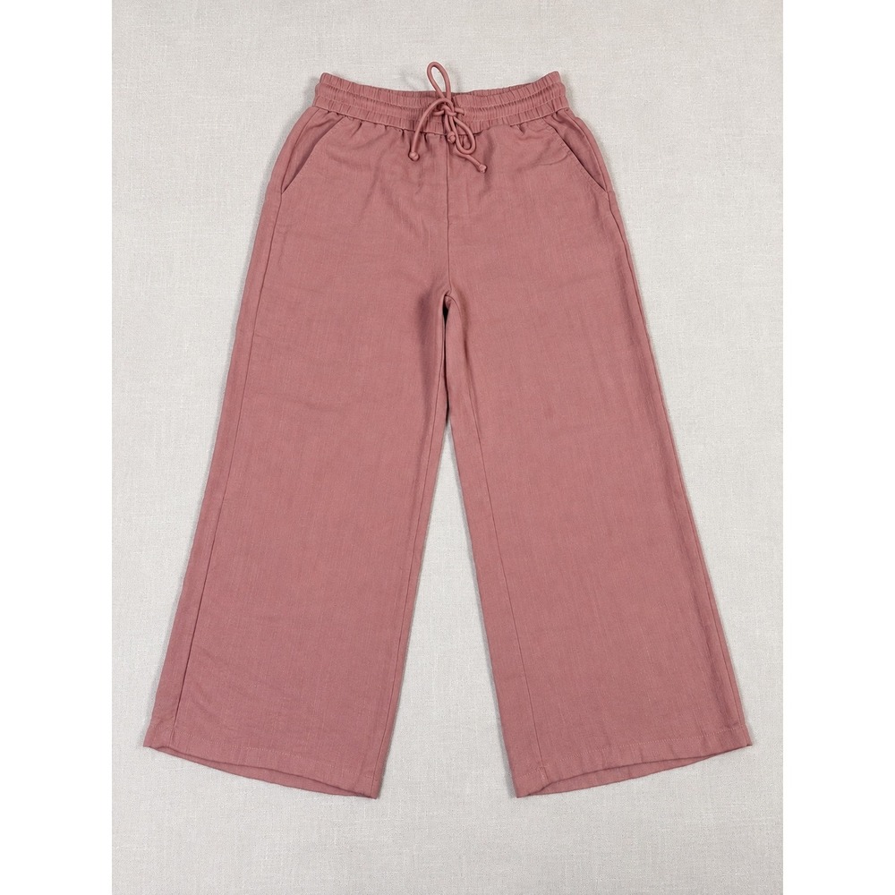 Halara Wide Leg Drawstring Pants Dusty Rose Pink Viscose Blend Petite Medium